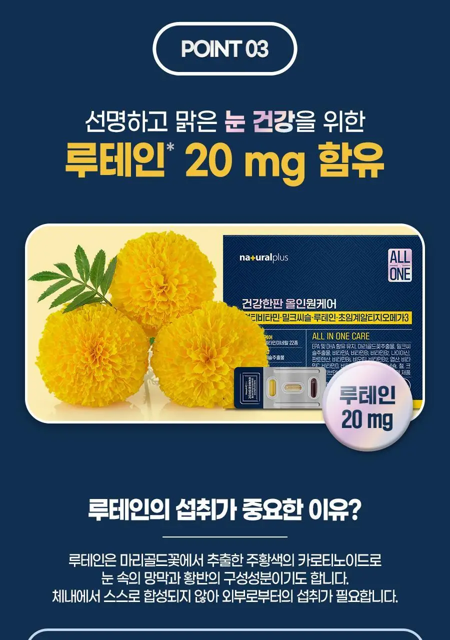 [쇼핑백(대) 1장] 내츄럴플러스 건강한판 올인원케어 멀티팩 30개입 1박스 / 오메가 밀크씨슬 루테인 비타민 상세페이지 18